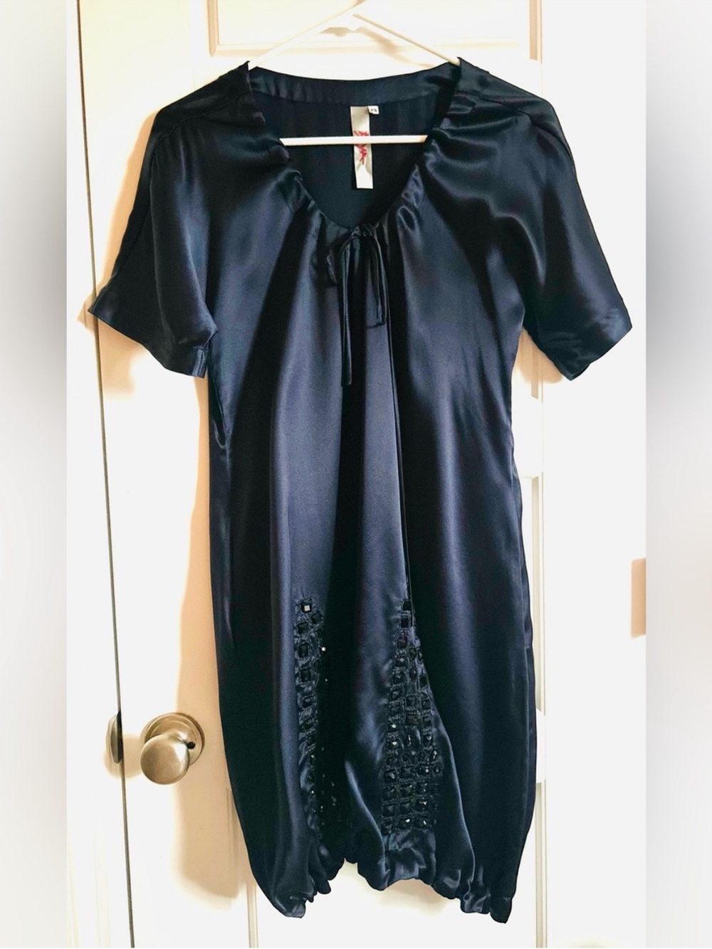 BIYA by Johnny Was 100% Silk
Beaded Balloon Dress -
Midnight Navy - XS - USA